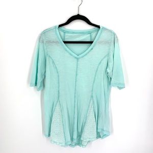 Soft Surroundings Blue Vintage Perfect A-line Short Sleeve Top Size Small